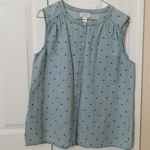 Sleeveless chambray top